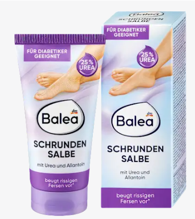 Balea Schrundensalbe 25% Uree 50ml - tube et boite violet pour diabetiques talons fendilles