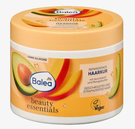 Balea Beauty Essentials Haarkur 300ml - pot orange avocat beurre de mangue sans silicone vegan