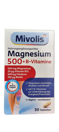 Magnésium 500 + Vitamines B Mivolis, 30 comprimés