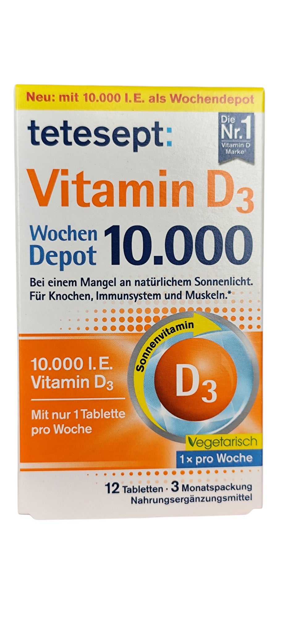 Vitamine D3 10 000 UI Wochendepot tetesept, 12 comprimés