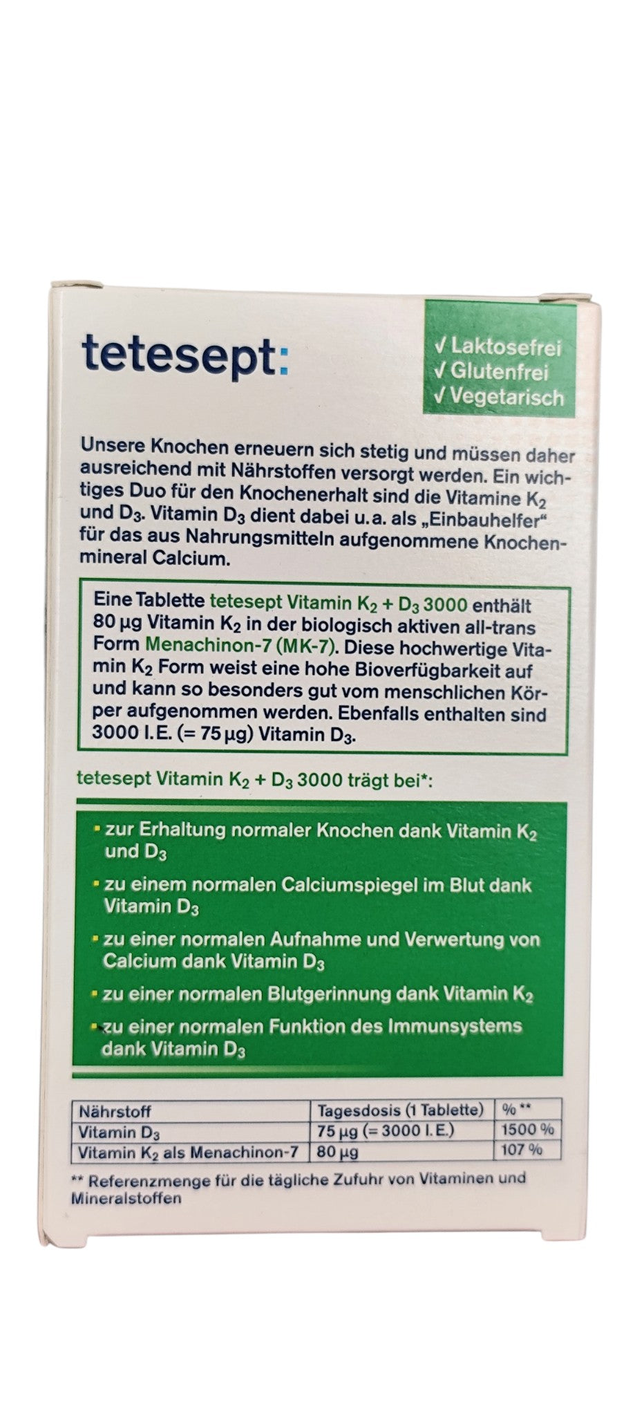 Vitamine K2 + D3 3000 tetesept, 30 mini-comprimés