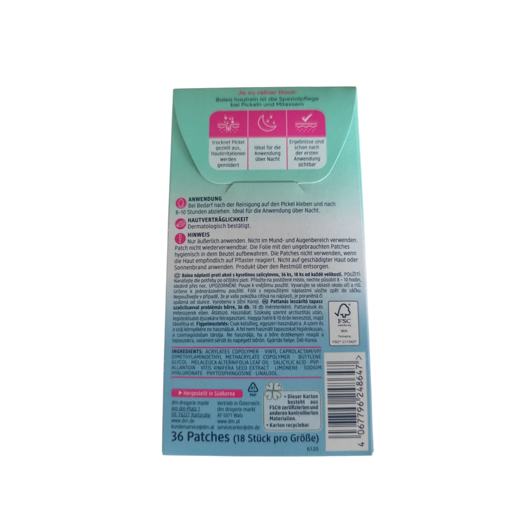 Patchs anti-acné, peau nette, 36 pièces