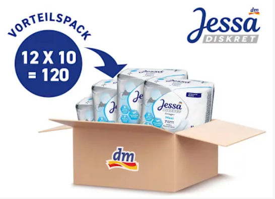 Jessa Diskret Maxi Value Pack 120 protections incontinence - carton 12 paquets de 10