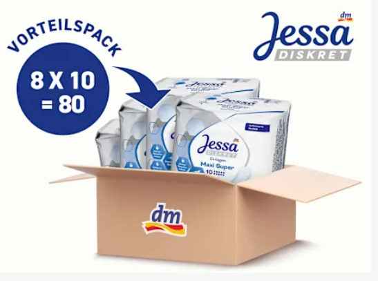 Jessa Diskret Maxi Super Value Pack 80 protections incontinence - carton 8 paquets de 10