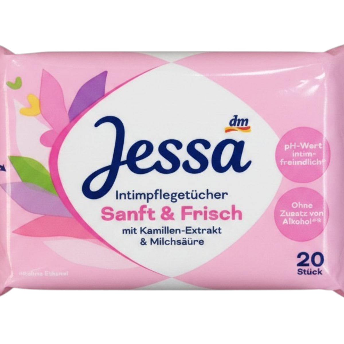 Lingettes nettoyantes intimes Douces et Fraîches, paquet de 20