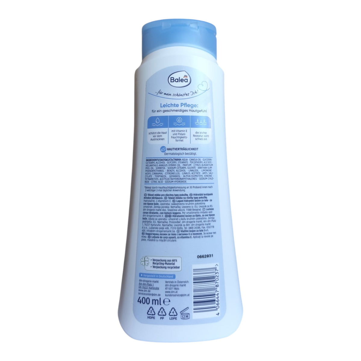 Lait Corporel Léger Vitamine E Balea, 400 ml