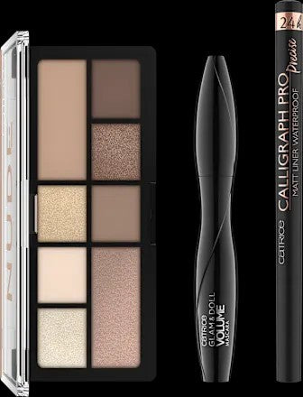 Catrice The Pure Glam Eye Set - femme tenant l'eyeliner Calligraph Pro