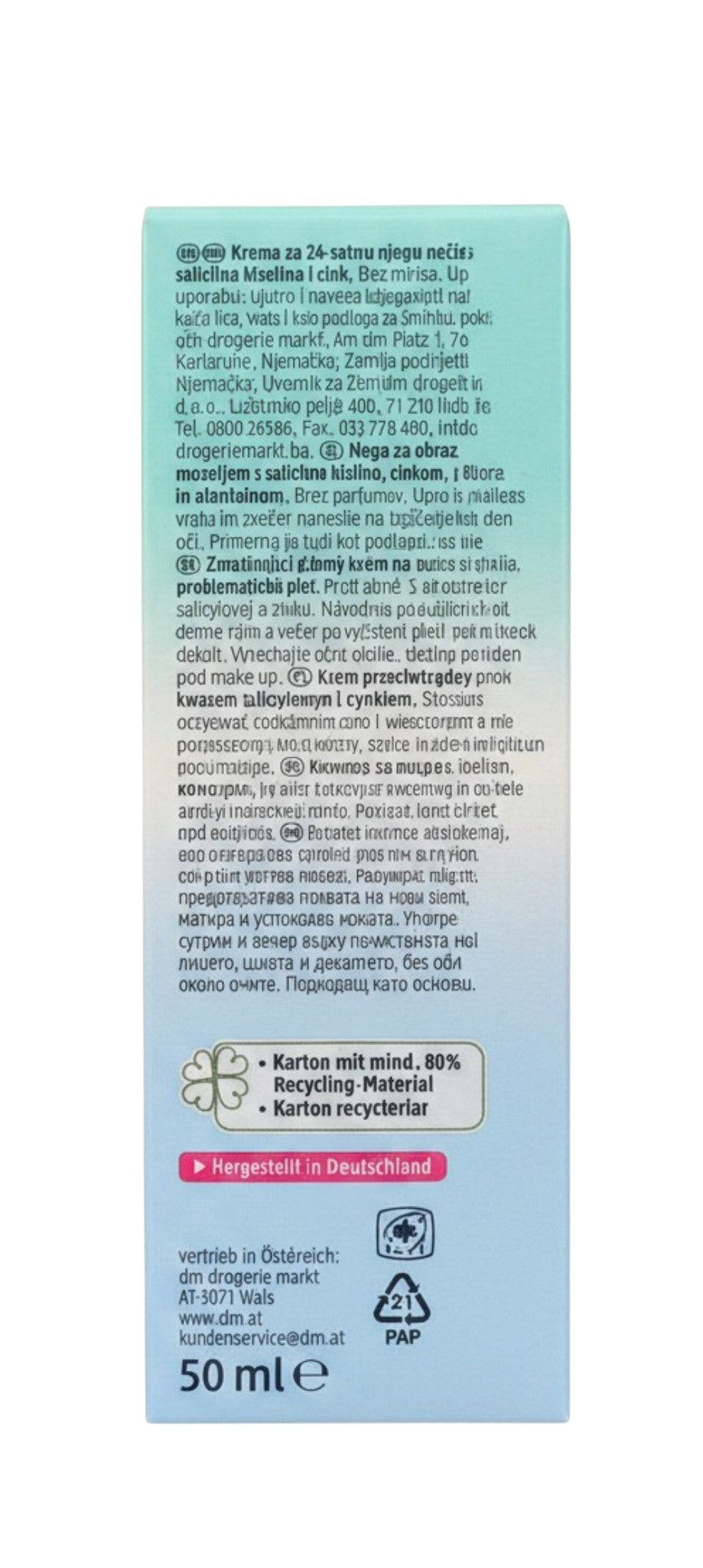 Soin anti-acné 24h, nettoyant pour la peau, 50 ml