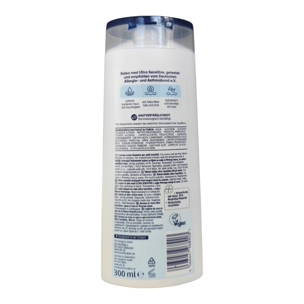Lait Corporel Ultra-Sensible Mer Morte & Urée Balea Med, 300 ml