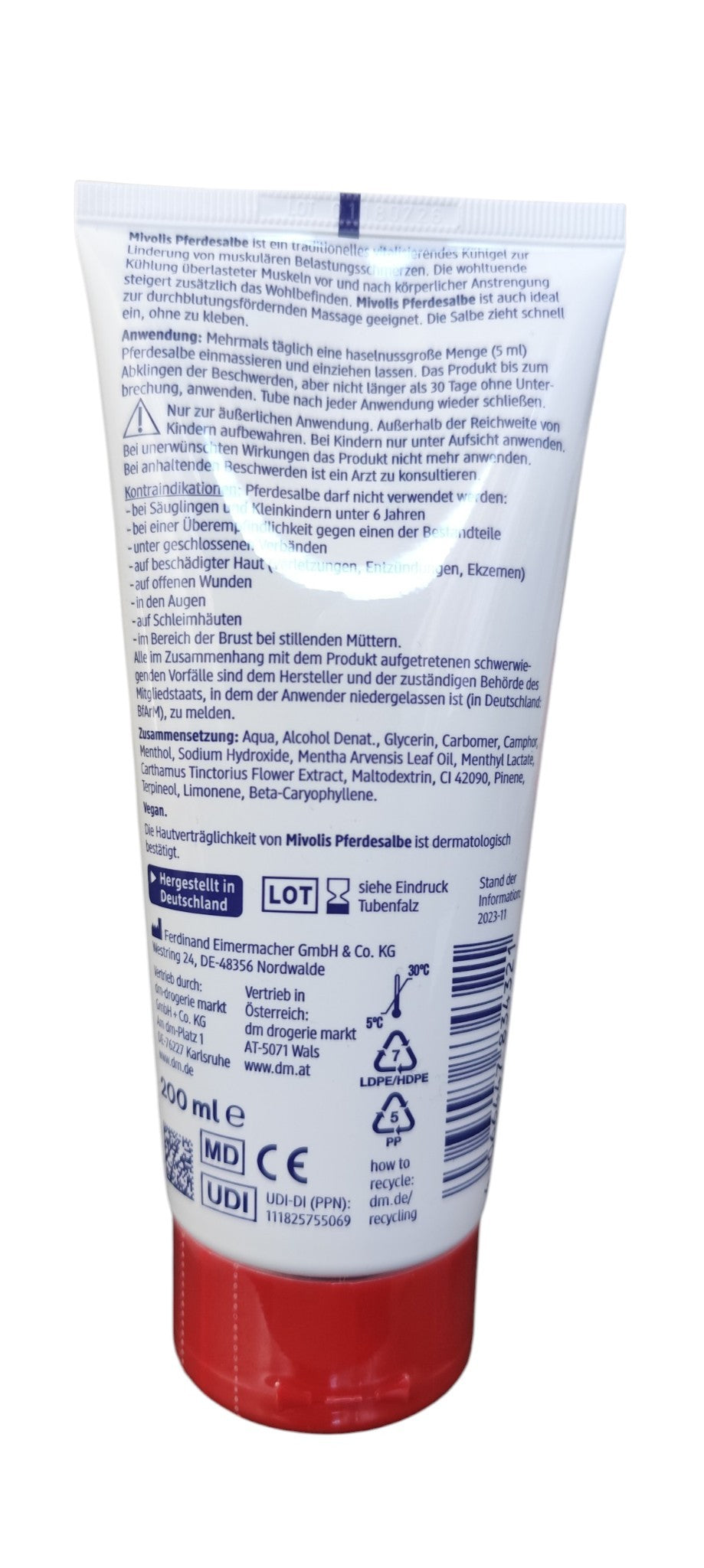Gel rafraîchissant musculaire Pferdesalbe Mivolis, 200 ml