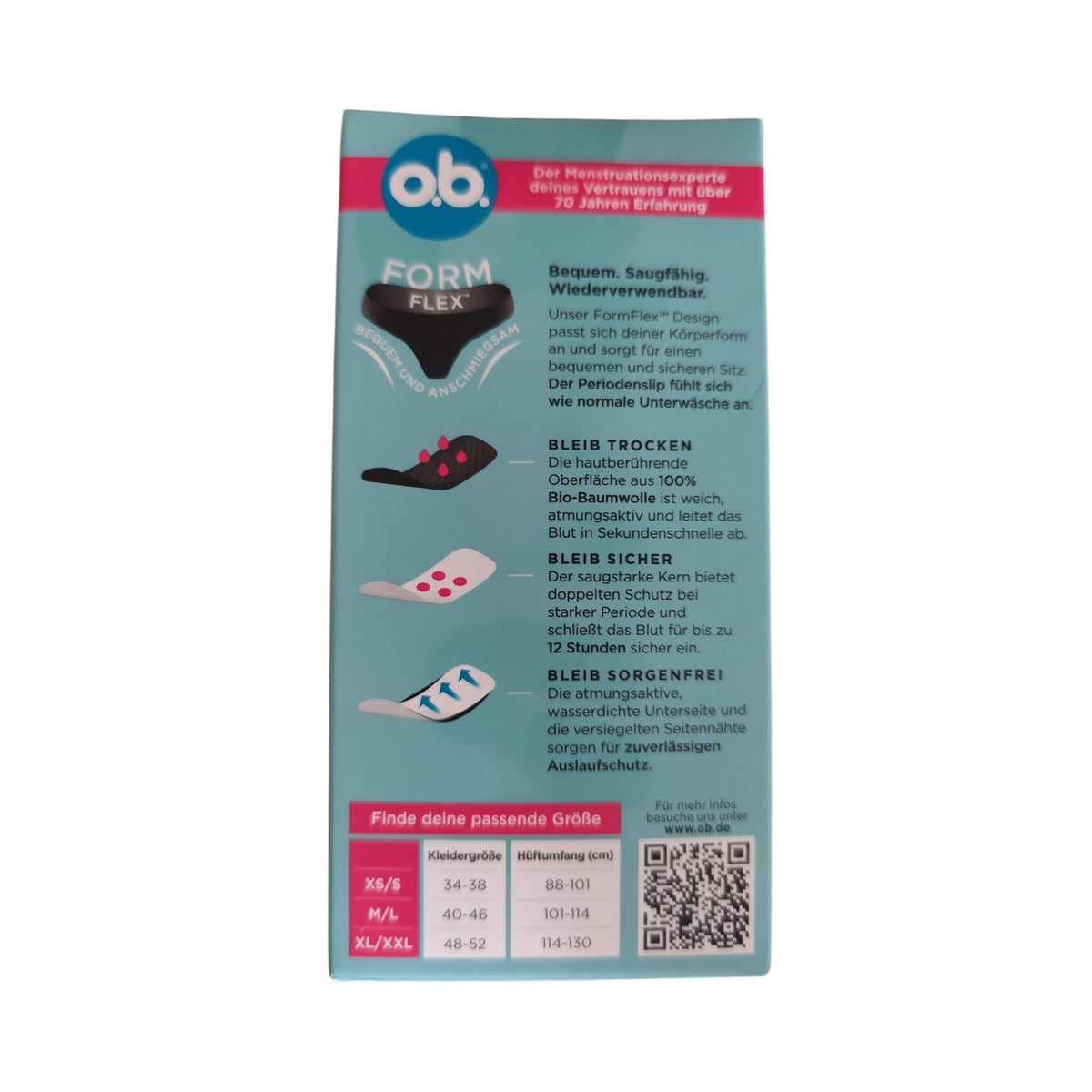 Culotte menstruelle noire, taille XL/XXL, 1 piece