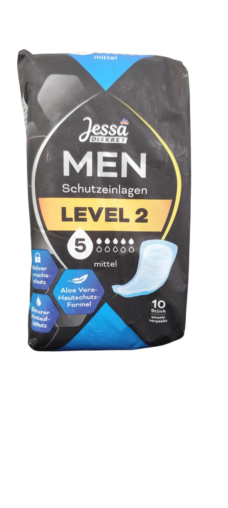 Protections pour incontinence masculine, niveau 2, moyenne, lot de 10